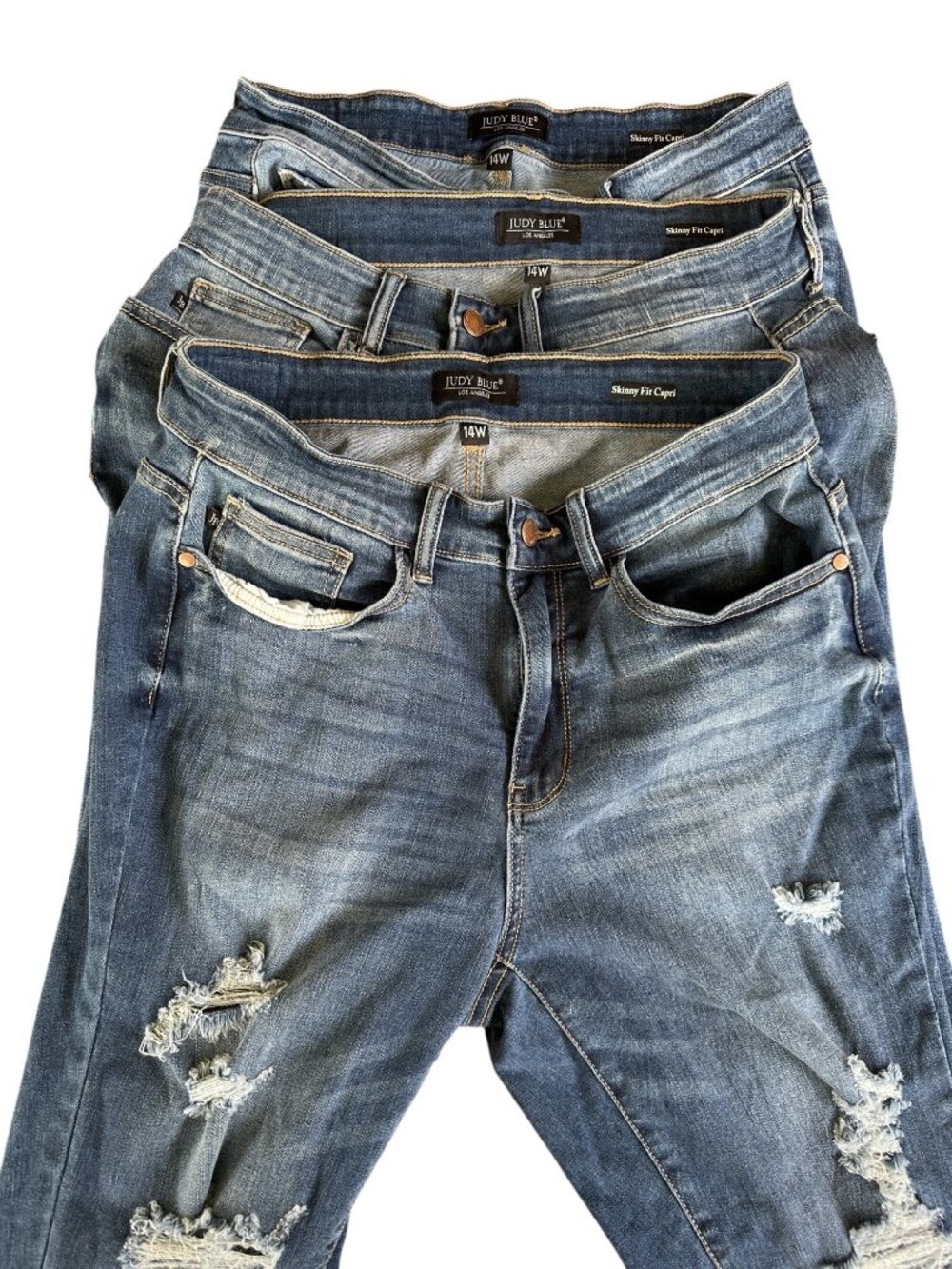 Judy Blue Skinny Fit Capris Women's Size 14W Bundle of 3 Distressed High Rise